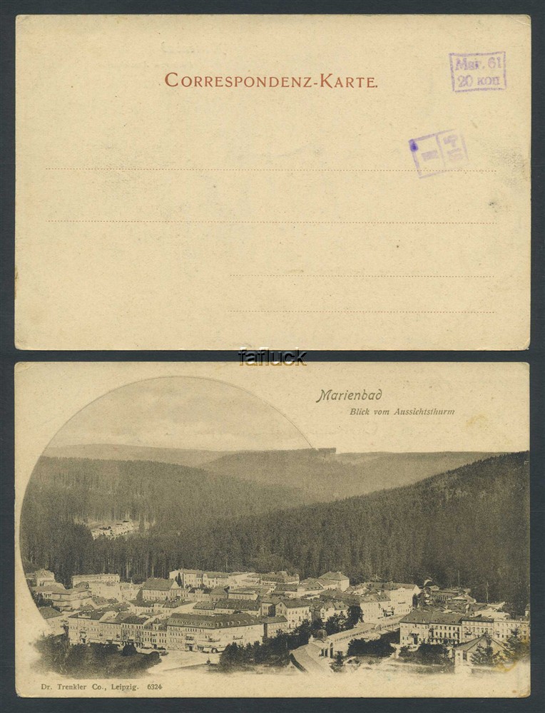 Picture postcard Czech Republic: Marienbad. Black/white. Trenkler 6324. Unused.