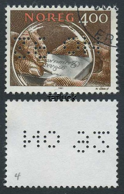 Norway philatelic perfin: 004.