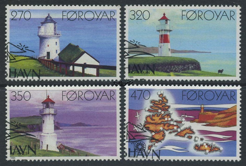 Faroe Islands stamps: 0123-26. Lighthouses, 1985.