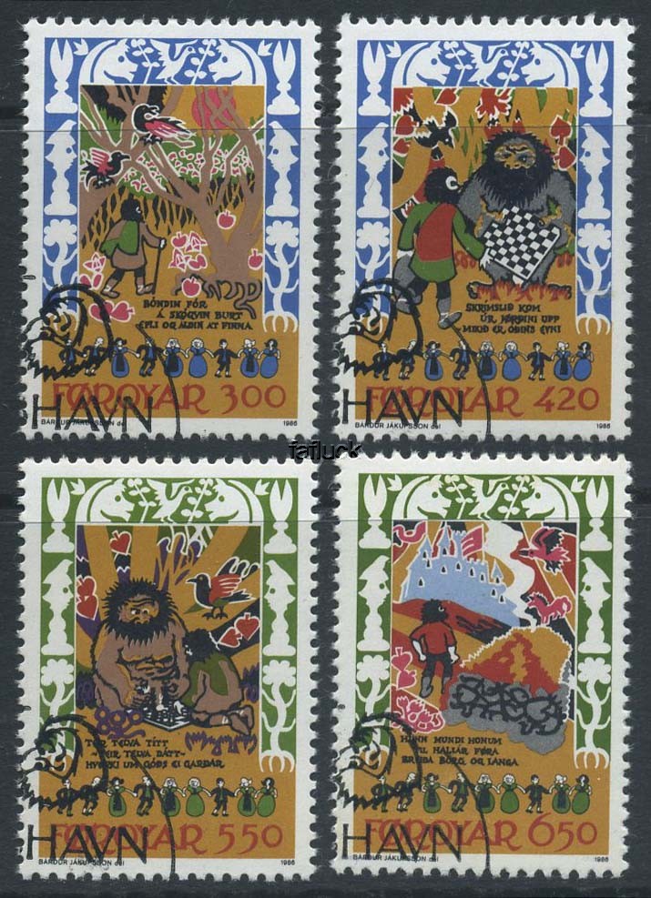 Faroe Islands stamps: 0132-35. Scenes from old dancing ballad