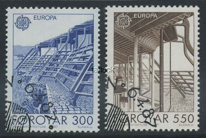 Faroe Islands stamps: 0151-52. Europe IX - modern architecture, 1987.