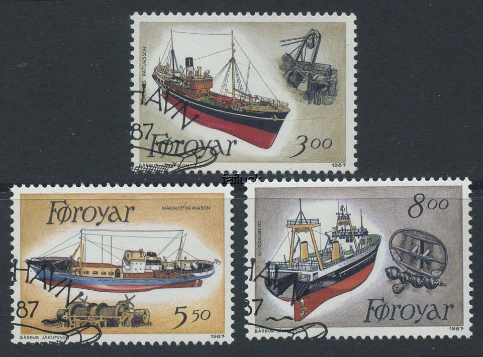 Faroe Islands stamps: 0153-55. Trawlers, 1987.