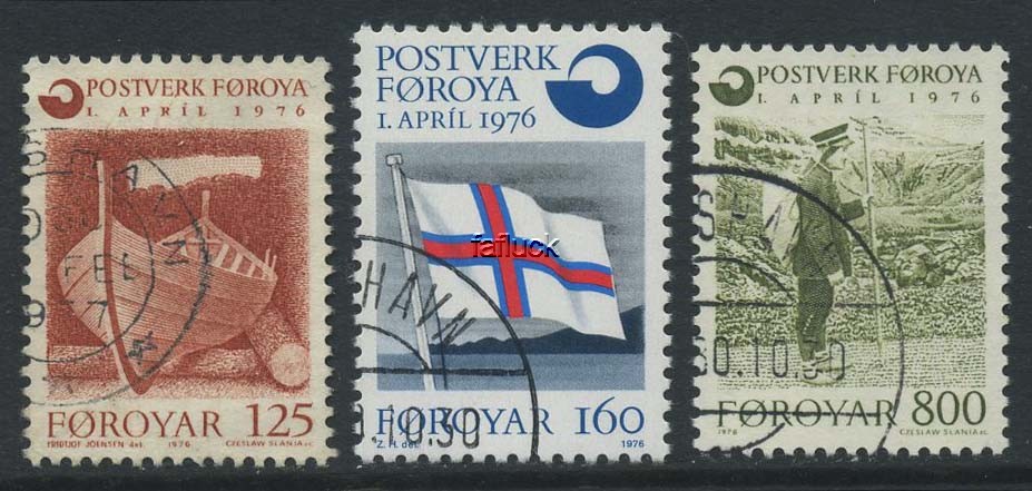 Faroe Islands stamps: 0023-25. Inauguration of the new Faroese Postal adm., 197