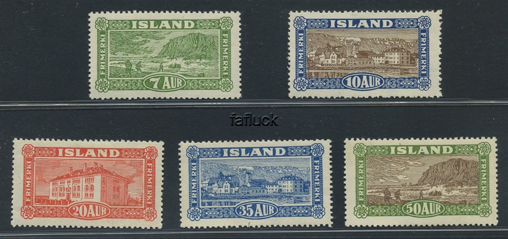 Iceland stamps: 0168-72. * Views and buildings 1925.