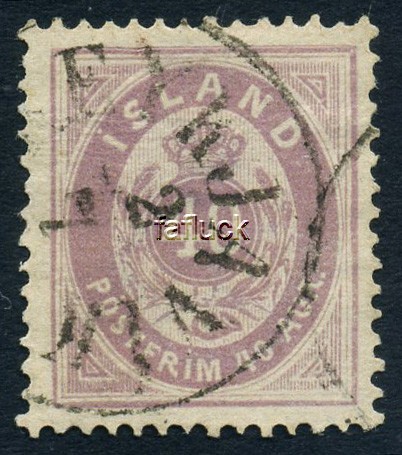 Iceland stamps: 0017a. 40 aur violet, 1882. Canc. REYKJAVIK 2.7....
