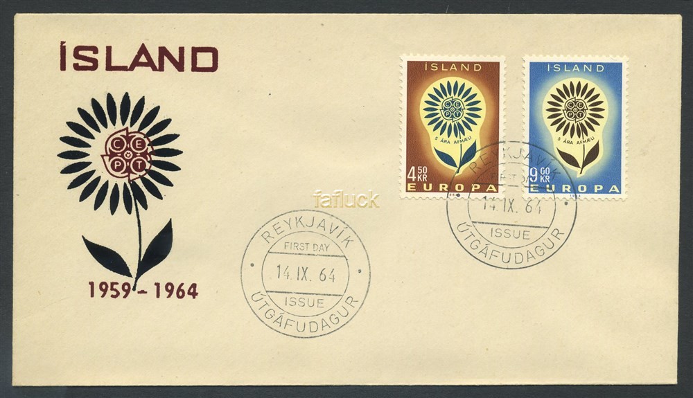 Iceland FDC: 0422-23. Europa V. 14.IX.1964.