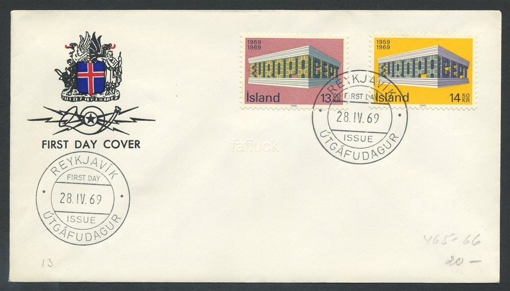 Iceland FDC: 0465-66. Europa X.  28.IV.1969.