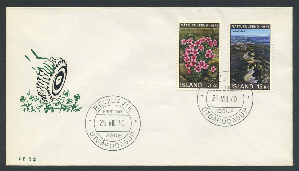 Iceland FDC: 0484-85. Year of Conservation of Nature.  25.VIII.1970.