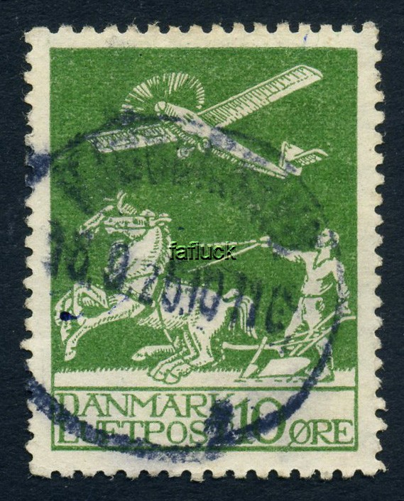 Denmark stamps: 0144. 10 øre Air mail issue 1925, KJØBENHAVN 16.6.25.