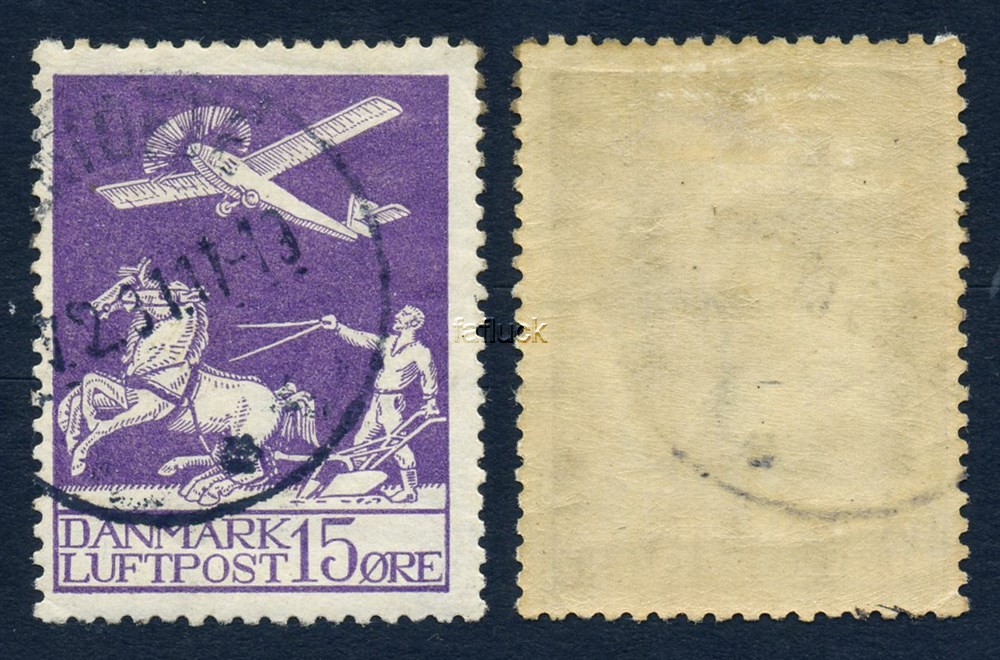 Denmark stamps: 0145. 15 øre Air mail issue 1925, lightly cancelled.