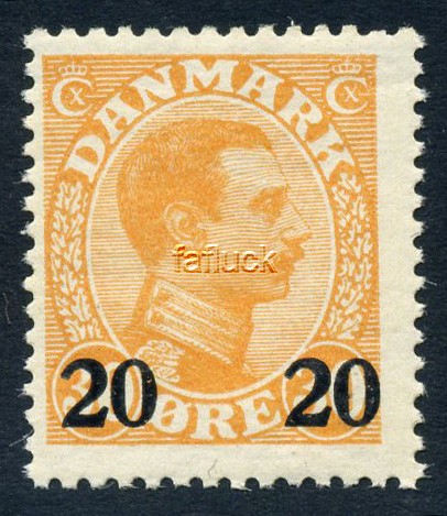 Denmark stamps: 0152. ** 20/30 øre provisional issue on Chr.X, 1926.