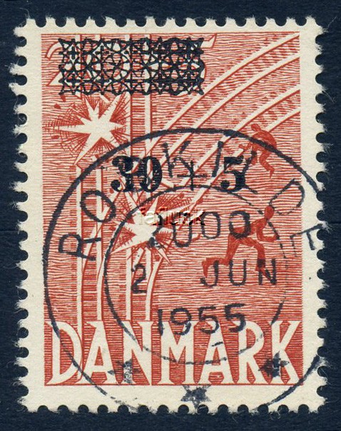 Denmark Superb cancellations: 0359. ROSKILDE 2 JUN 1955.