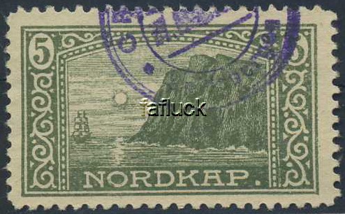 Norway Polar 06: NORDKAP, 5 øre olive green. Lightly cancelled.