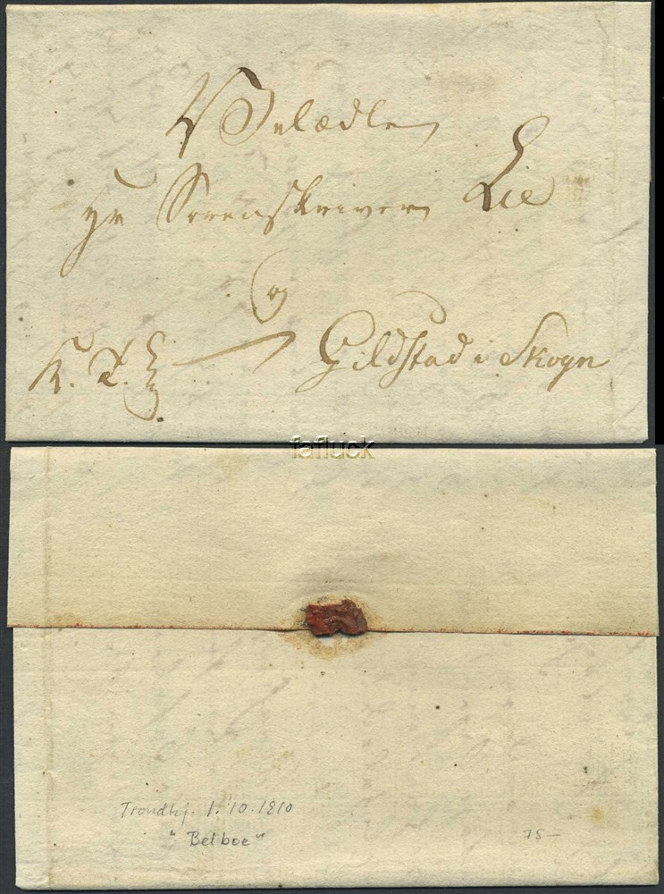 Norway old covers 02: Trondhjem 1810.10.01.  Royal Official letter (