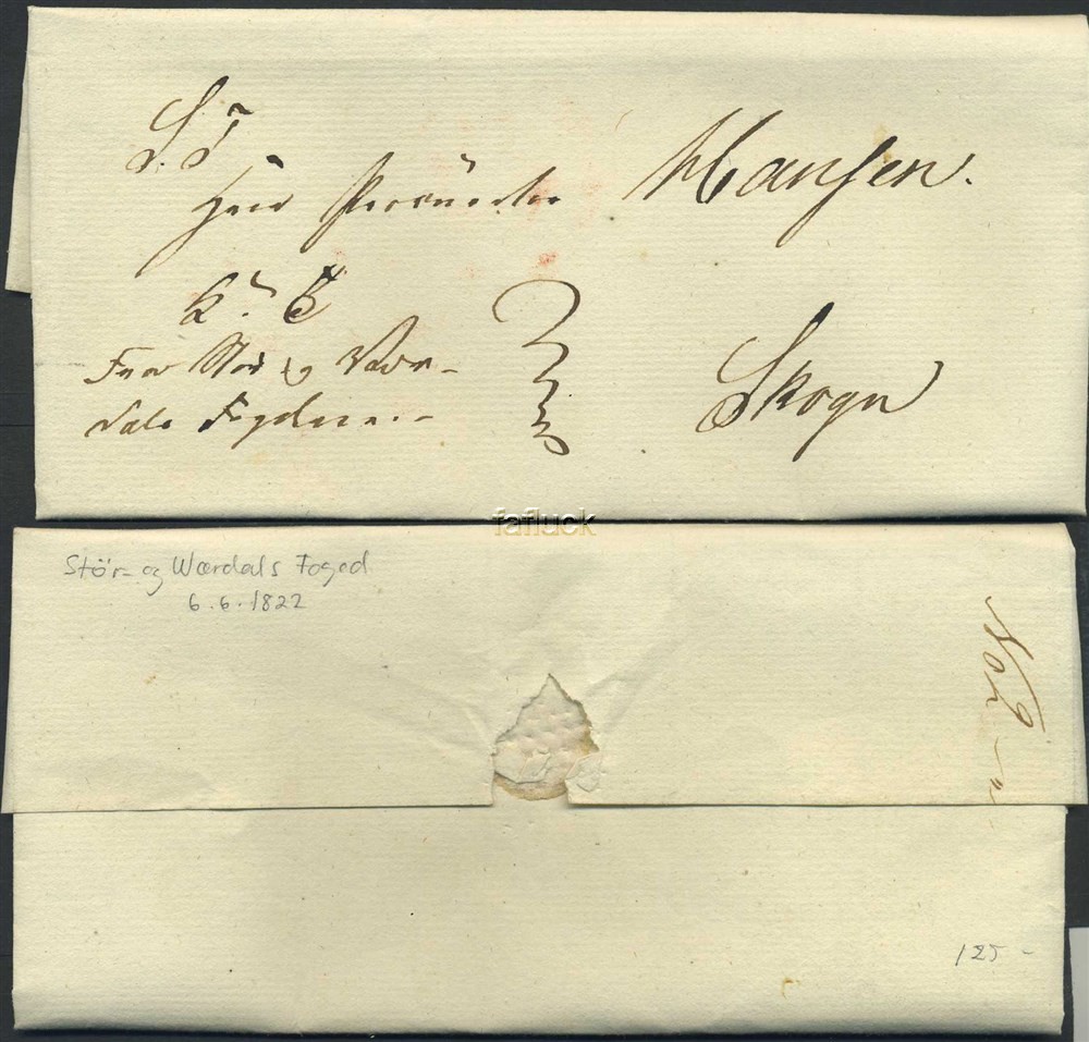Norway old covers 02: Stør- og Wærdals Foged 1822.06.06. Royal Offical letter