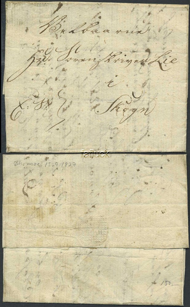 Norway old covers 02: Øhrmoe 1827.09.15. Official Matter to Magistrate Lie in