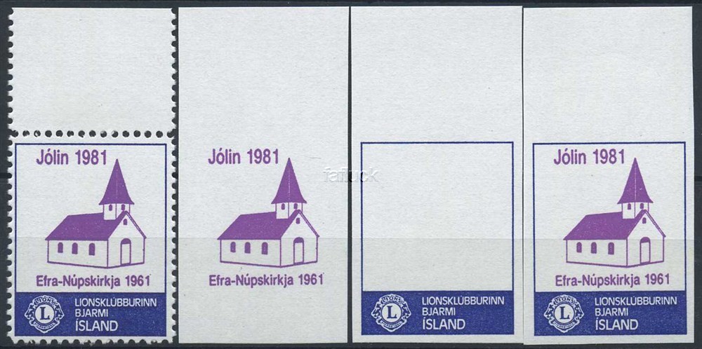 Iceland Christmas seals: Stamp club BJARMI 1981. ** Set of perf. and imperf.