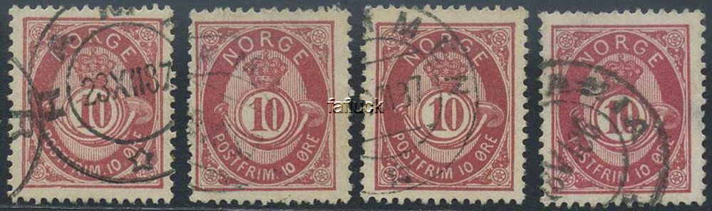 NK 0053 IIbY. The 4 different engraving types.  (SK 240,- +)