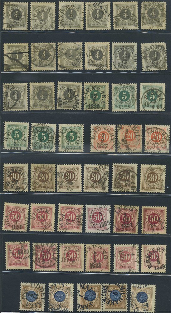 Sweden stamps: 0042/38. Circle Type Posthorn.  Lot 47 stamps