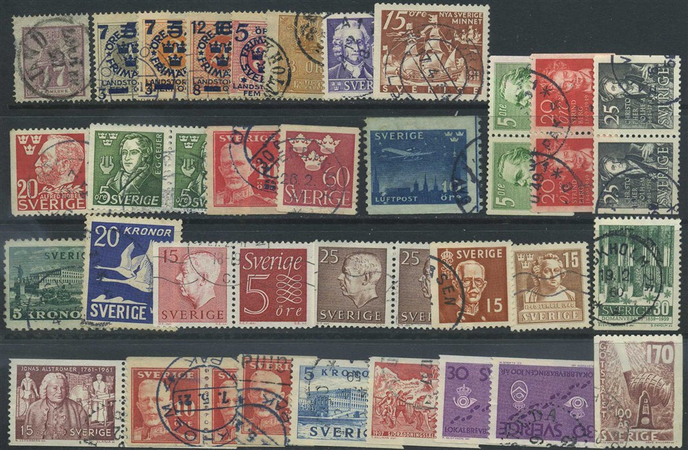 Sweden stamps: Lot older used stamps incl. some medium priced items.