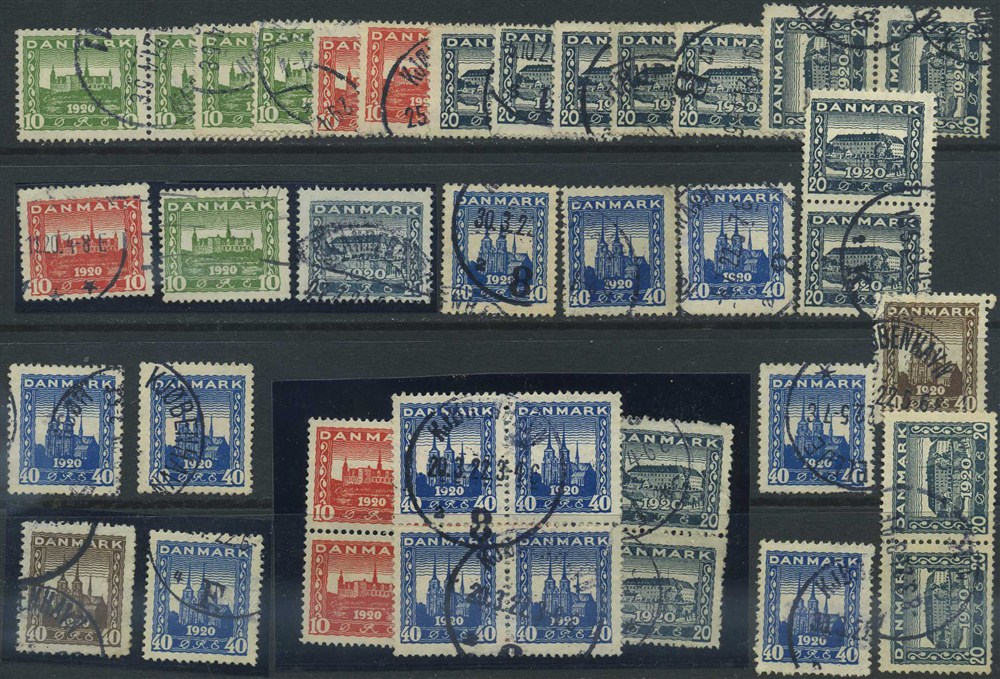 Denmark stamps: 0112/16. Reunion stamps, lot incl. 4-block 40 øre blue.
