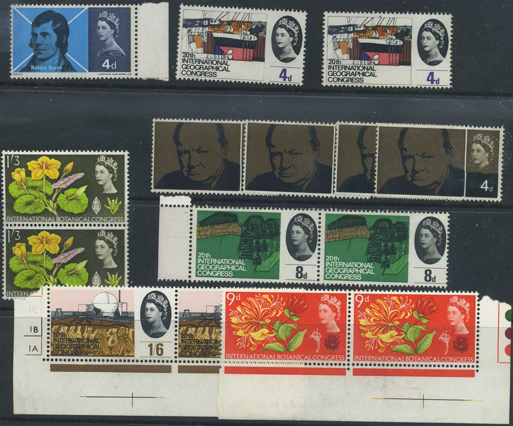 England Elisabeth. 0651-58. ** Group of stamps 1963 incl. Ph-small values.