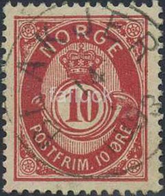 NK 0053 VI. BLAKJER 14.6.1893. Diagonal full canc. 10 øre carmine-red 20mm, Alv
