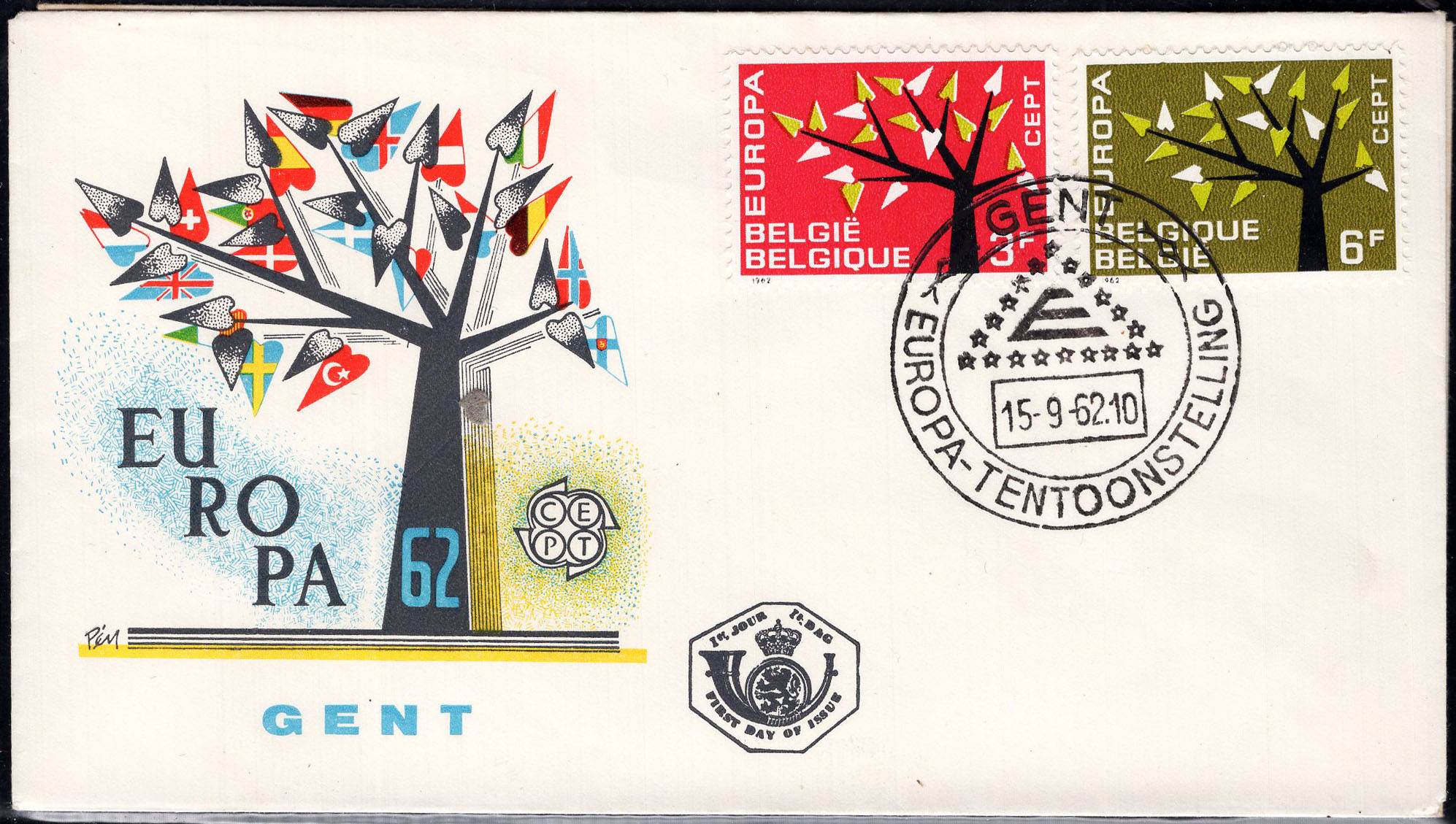 EUROPE, CEPT.  Belgium 1961-62.  FDC illustrated envelopes, unaddressed.