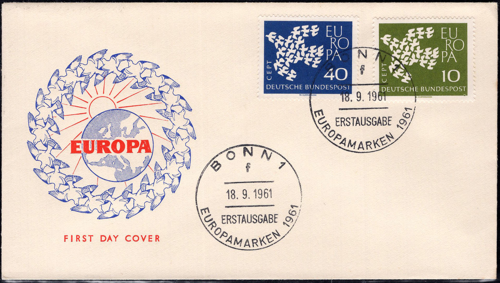 EUROPE CEPT.  BRD 1962.  FDC illustrated envelope.