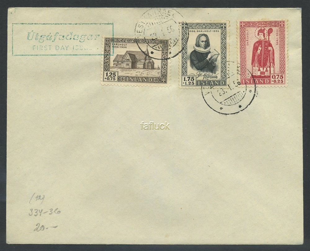 Iceland stamps: 0082/329. Group of 11 different stamps 1908-54.