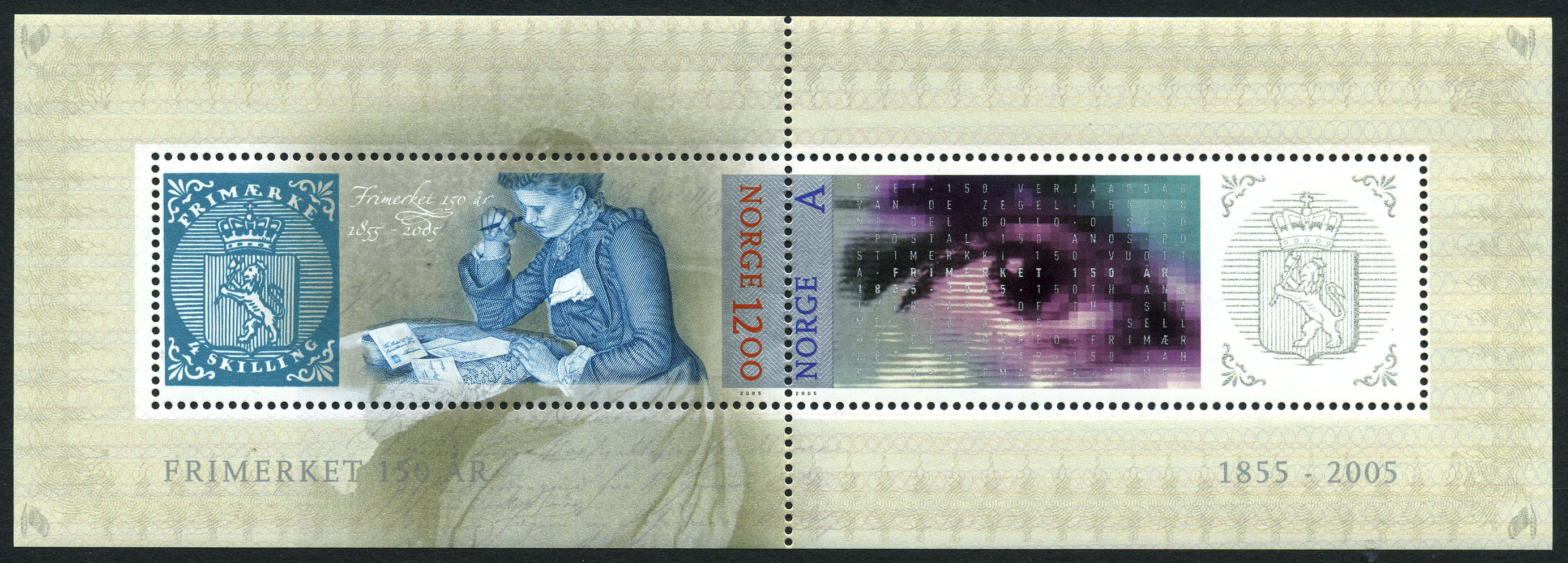 NK 1589 (Bl.28).  ** NORWEGIAN STAMPS 100 YEARS 2005.  Miniature