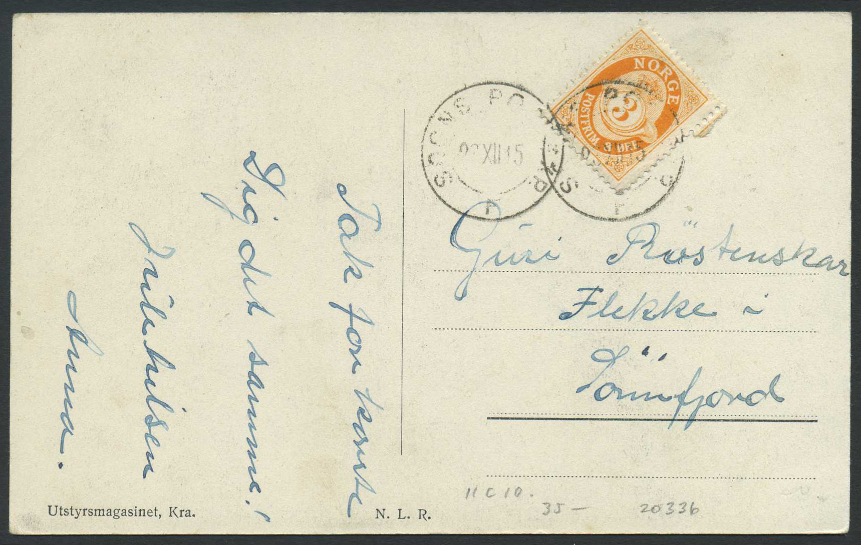 Norway ship mail: 11C 10. SOGNS POSTEXP. F 1915.12.23