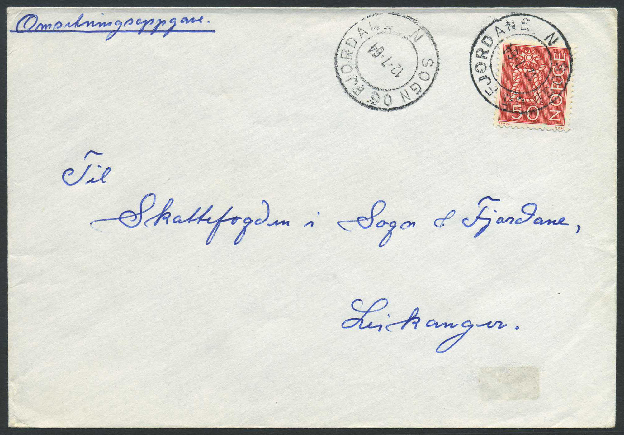 Norway ship mail: 11D 02. SOGN OG FJORDANE N 1964.07.12