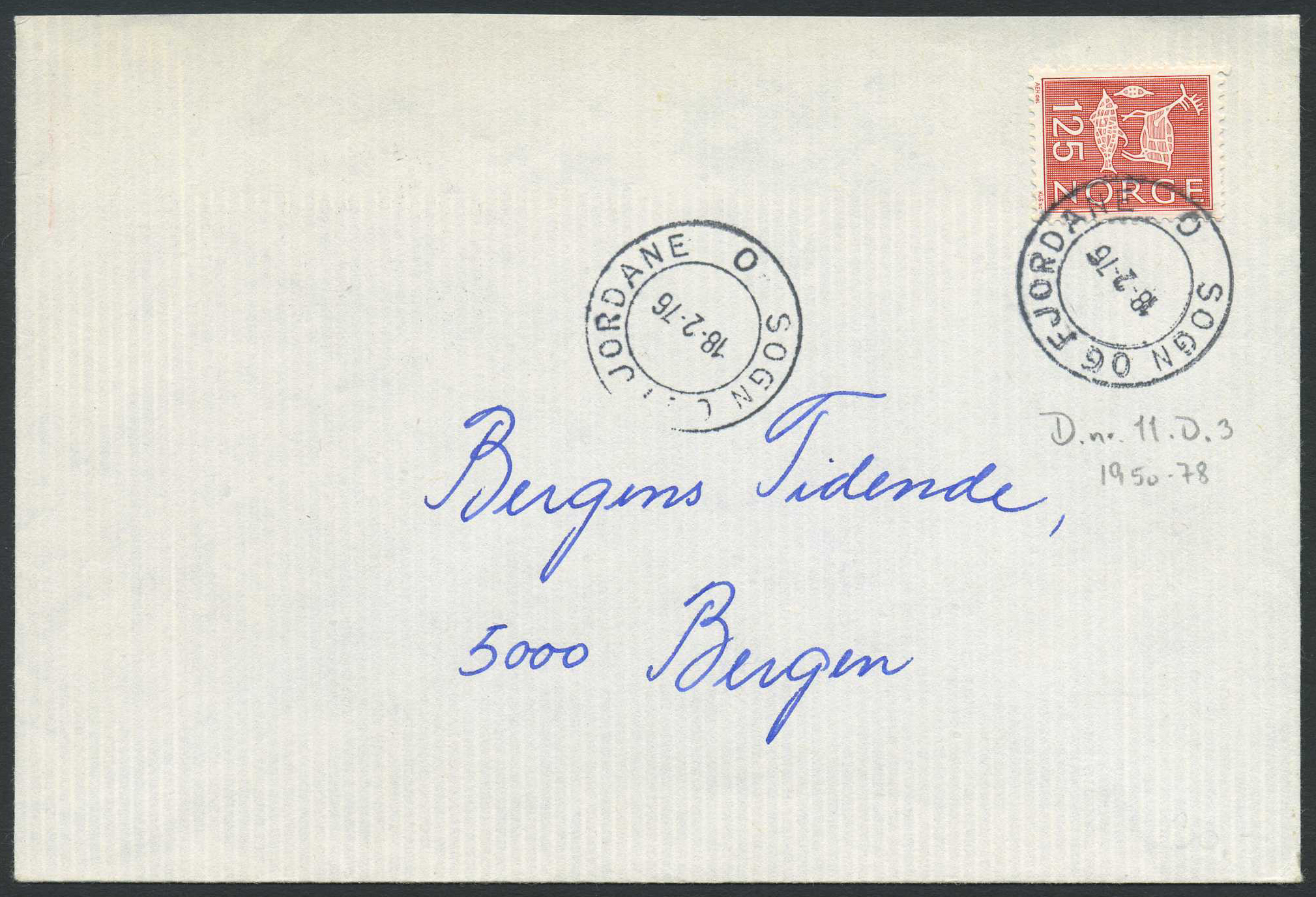 Norway ship mail: 11D 03. SOGN OG FJORDANE O 1976.02.18