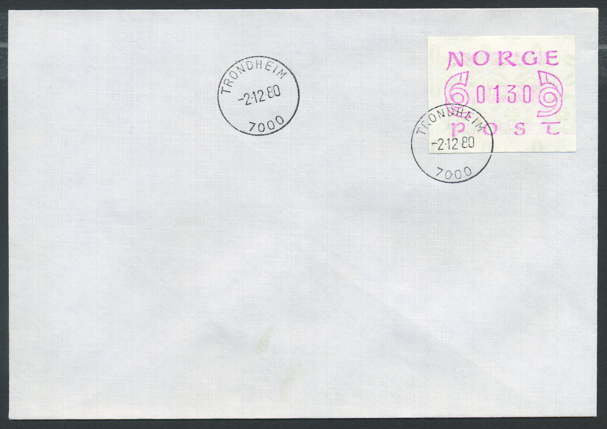Norway ATM: 02a. FDC 0130 øre TRONDHJEIM 1980.12.02,