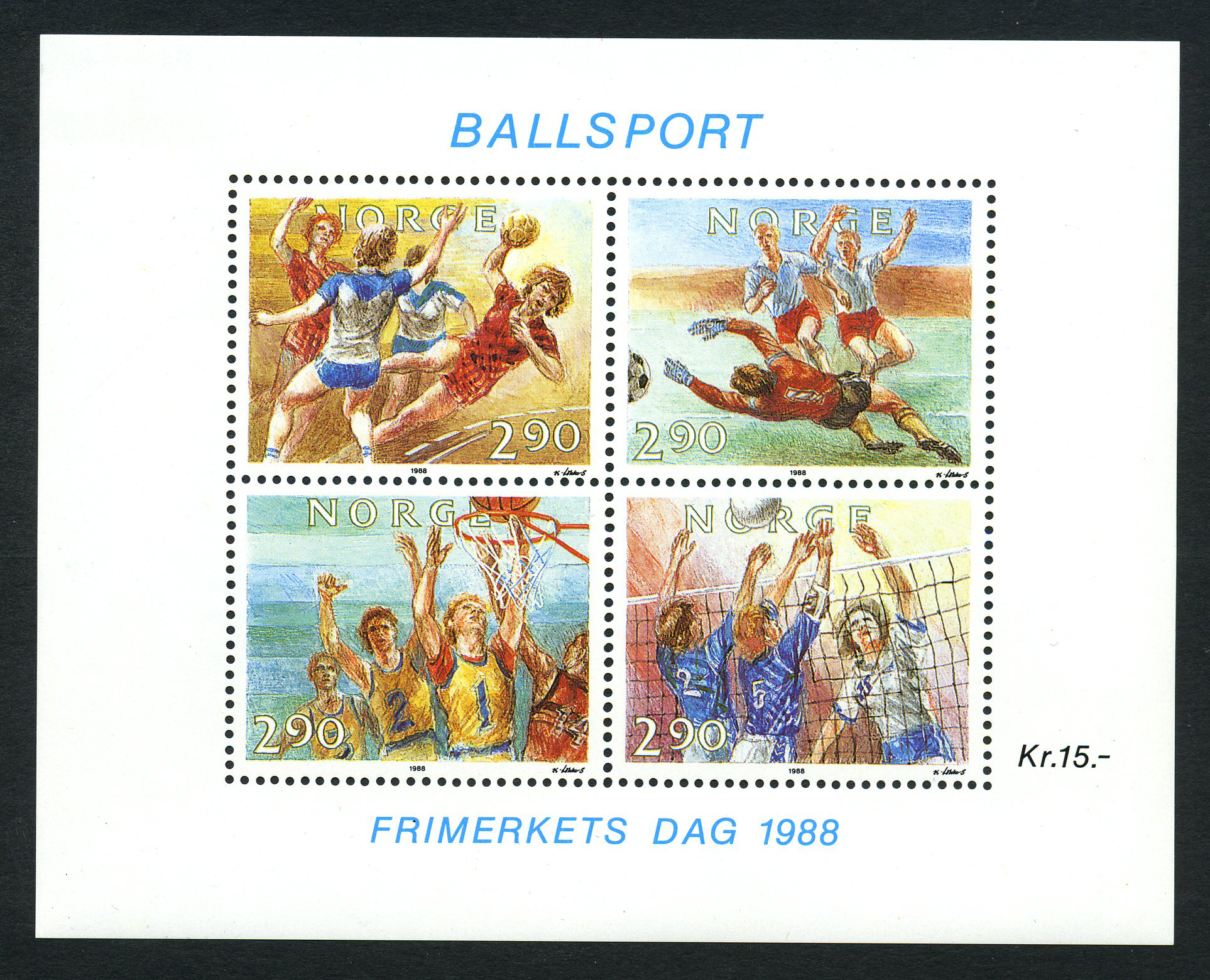 NK 1052-55 (Bl.09). ** BALL SPORTS 1988.  Miniature sheet.