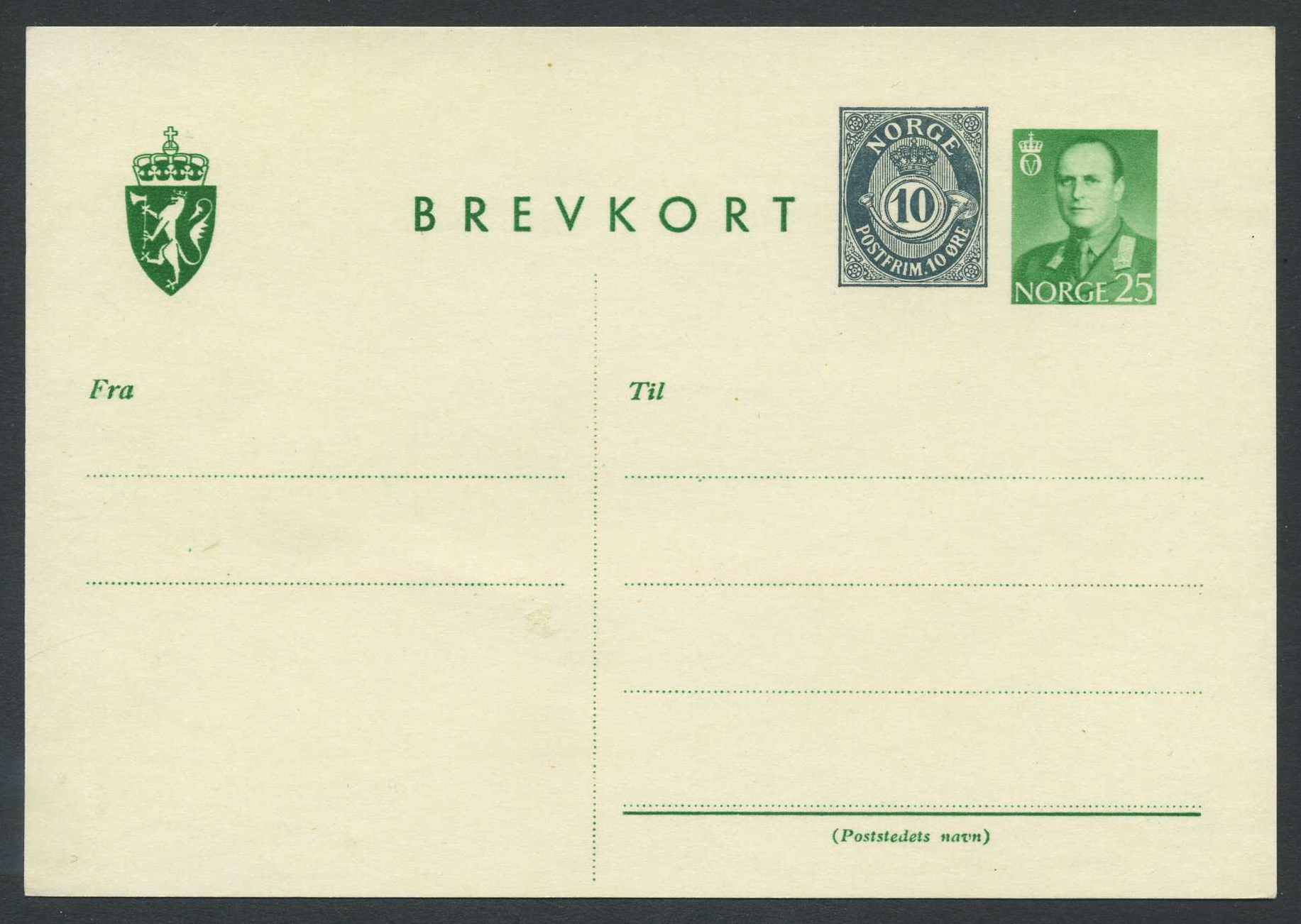 Norway stationaries: BK 130 A. * 25+10 ø single card 1962. Unused. Vf.