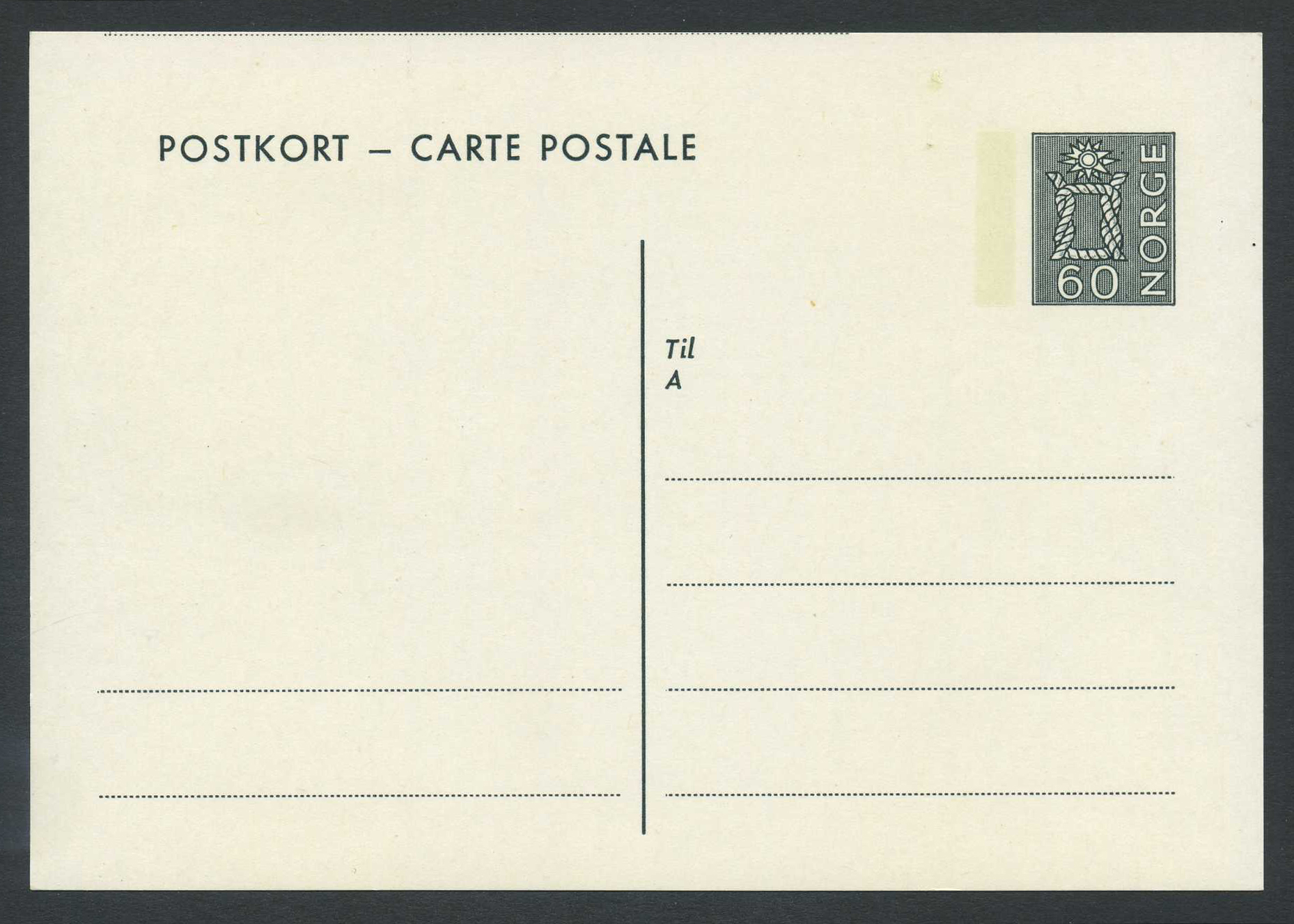 Norway stationaries: BK 144 v1. * Variety: 90 mm long dotted line at top.