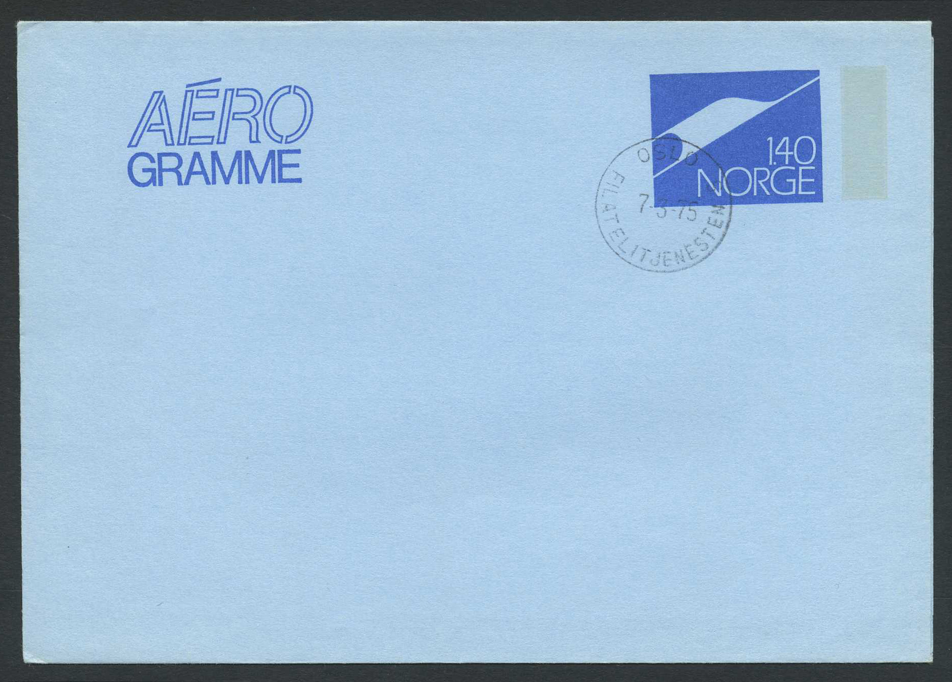 Norway stationaries: AE 024 II a. 140 øre Aerogram1974. Canc. OSLO/FILATELI-
