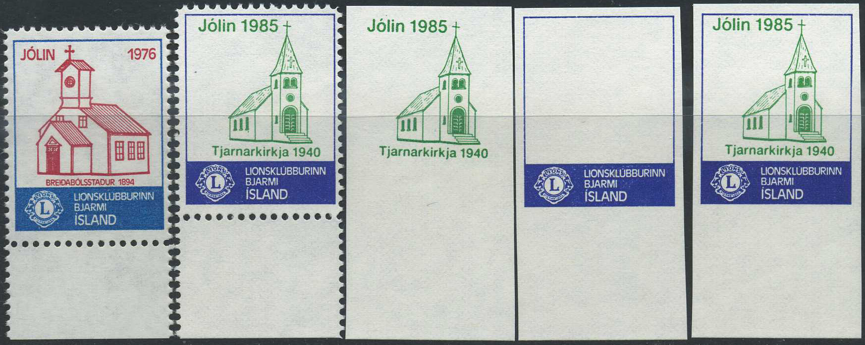 Iceland Christmas seals: Stamp club BJARMI 1976, 1985. ** Perf. stamps from bot