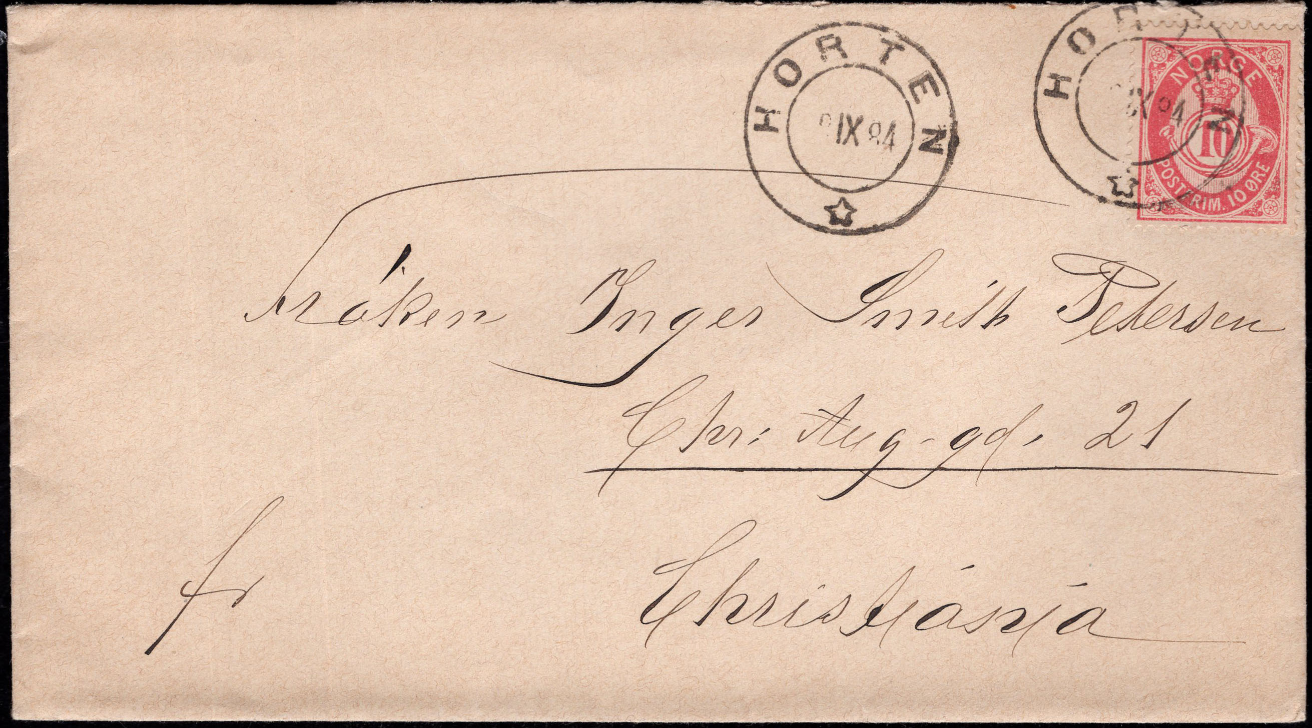 Norway covers: NK 0043a. HORTEN 8 IX 84. Envelope