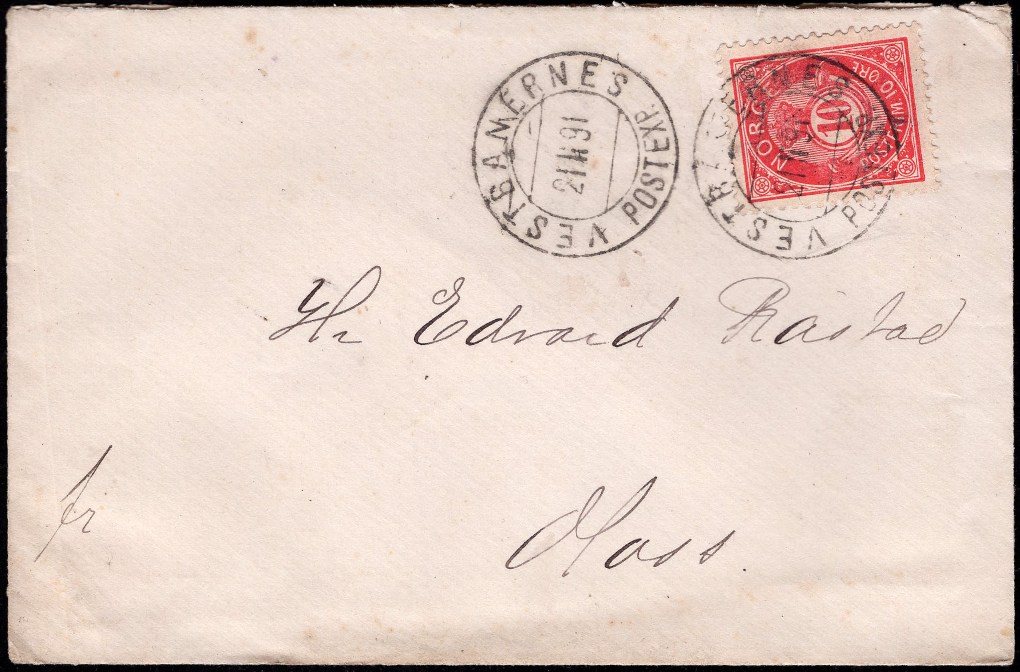 Norway covers: NK 0053 IV. VESTBANERNES / POSTEXP. 21 II 91.