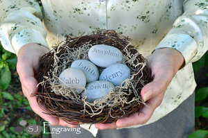 Engraved Stones In Bird Nest 