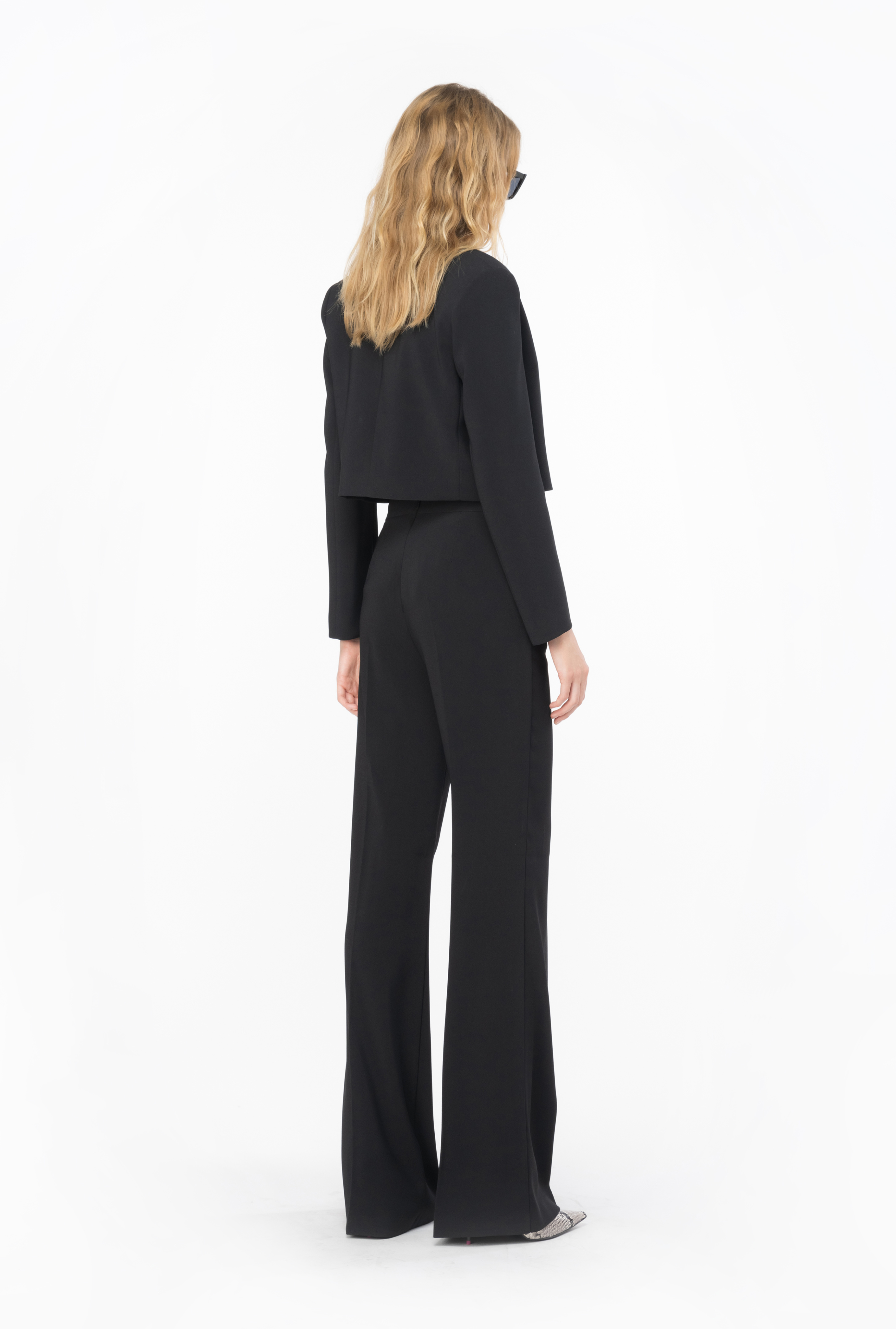 Shop Pinko Trousers With Golden Buttons In Limo Black