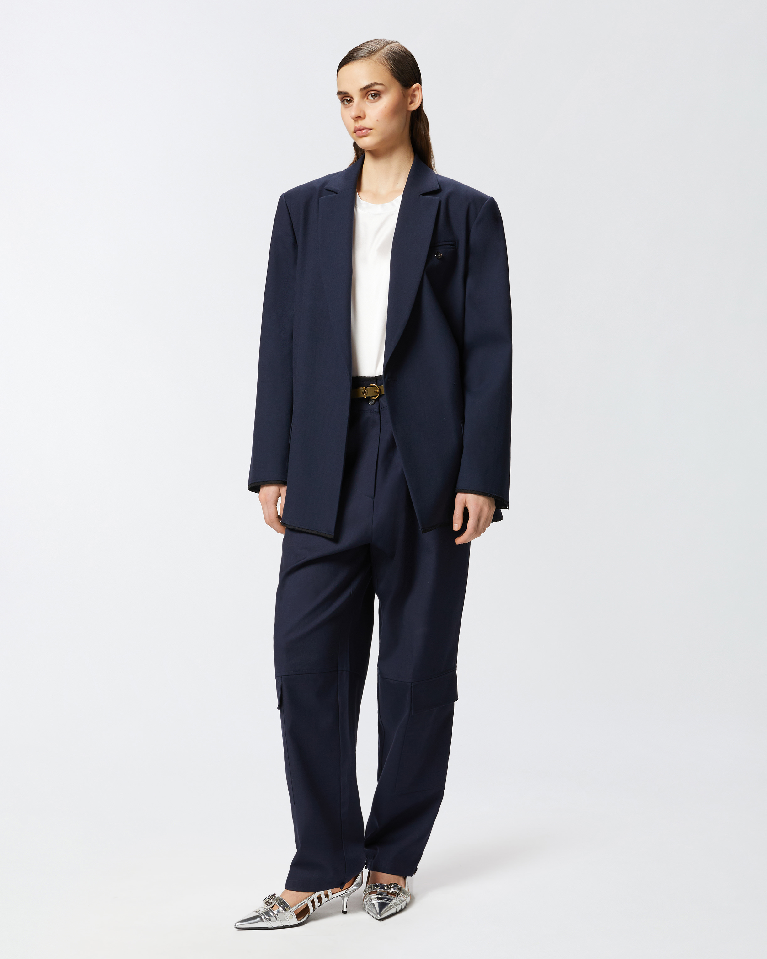 Pinko Satin Blouse With Cap Sleeves In Snow White