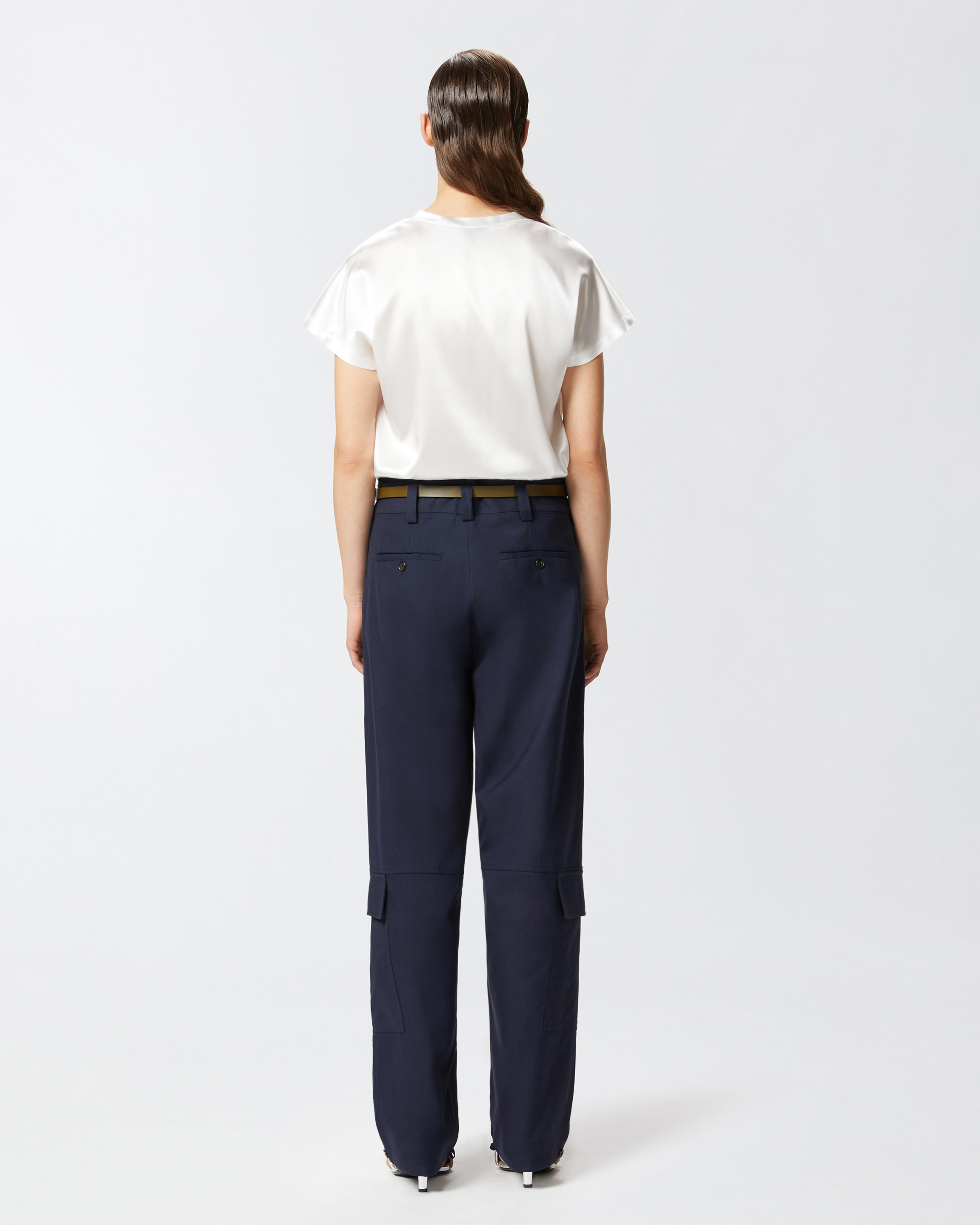 Pinko Satin Blouse With Cap Sleeves In Snow White