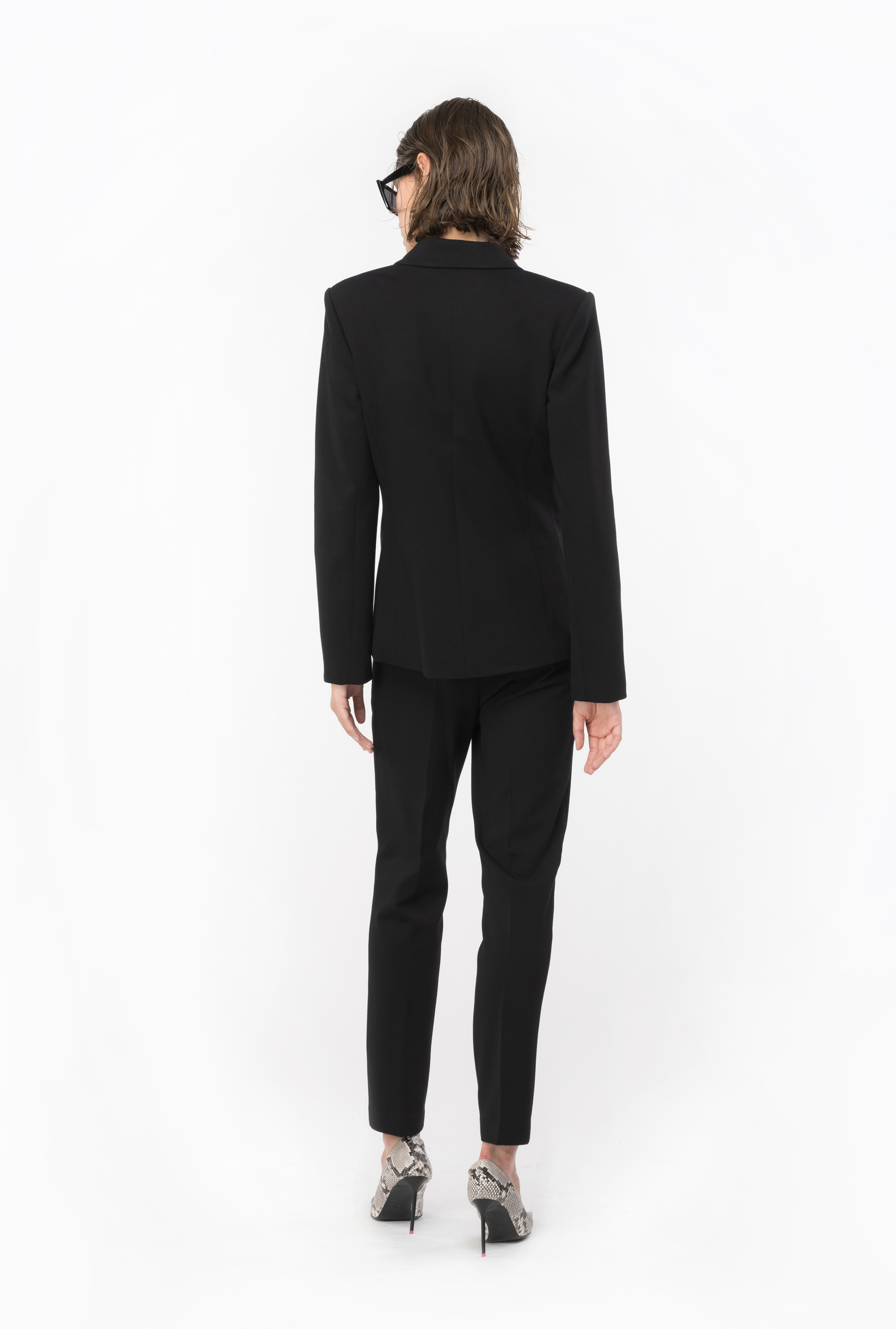 Pinko Milano-knit Cigarette Trousers In Limo Black