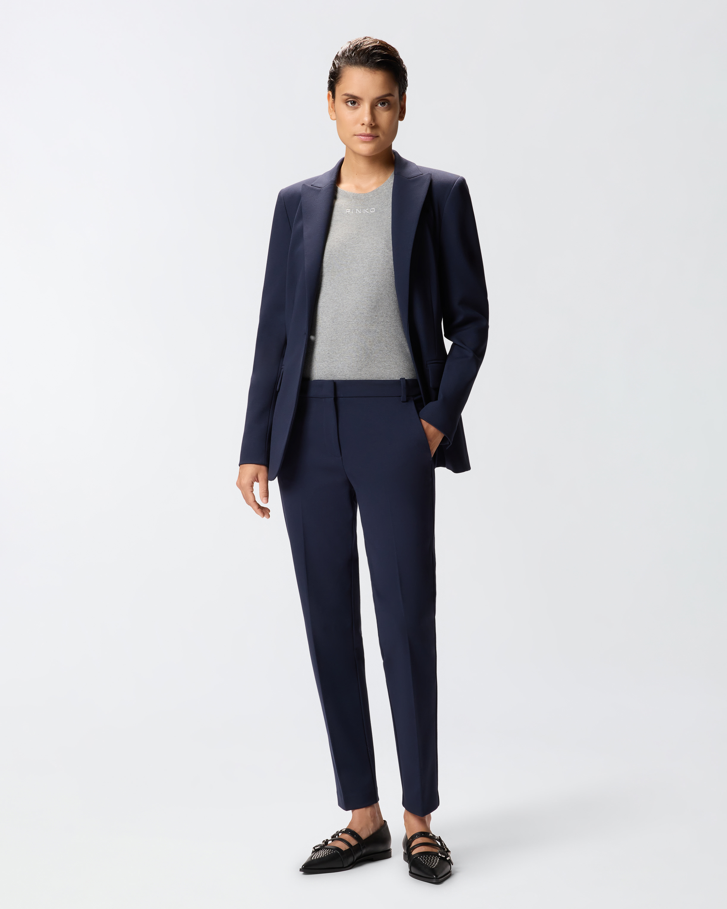 Брюки-дудочки с заглаженными стрелками - СИНИЙ - large | Pinko 