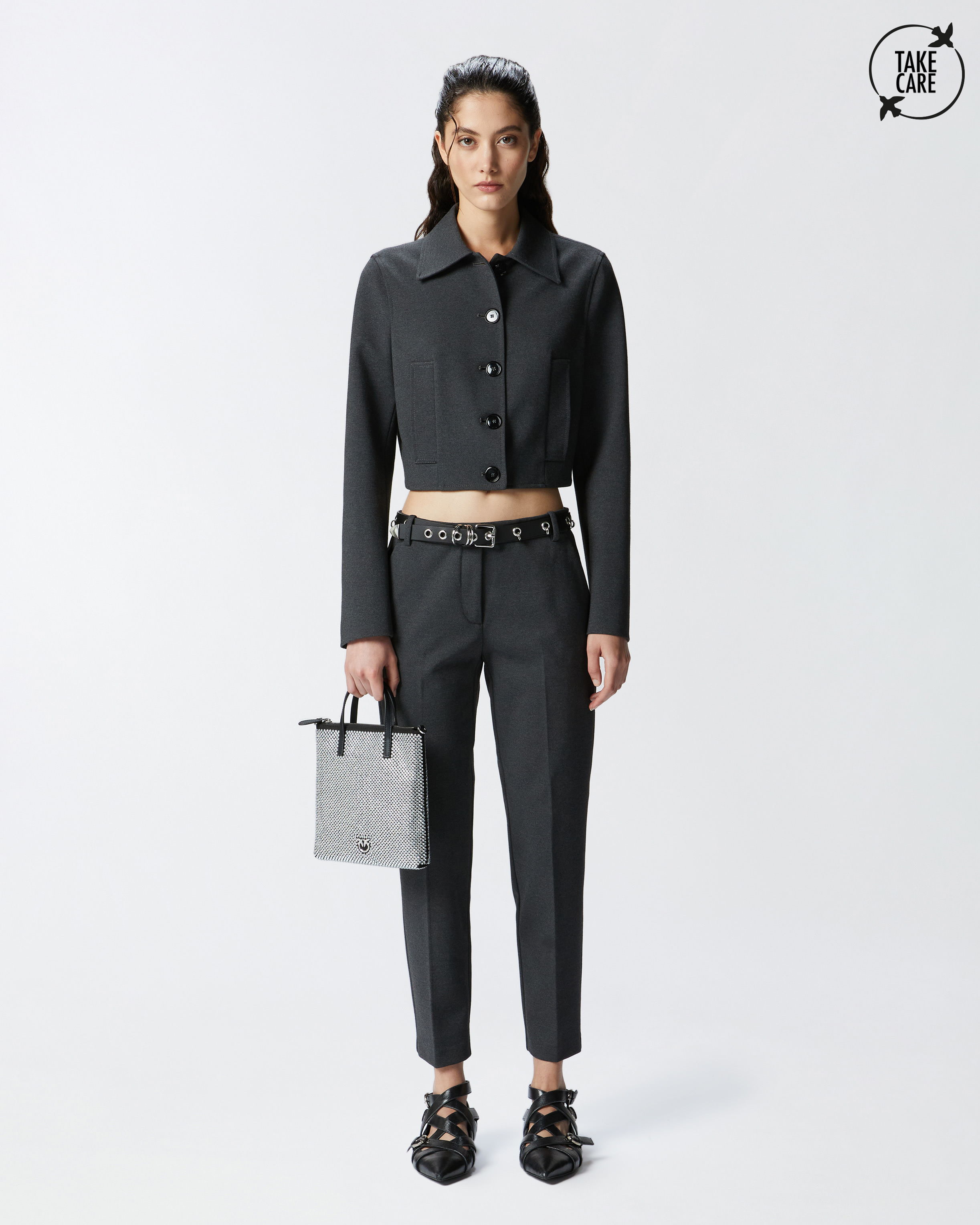 Pantaloni a sigaretta con piega stirata 0