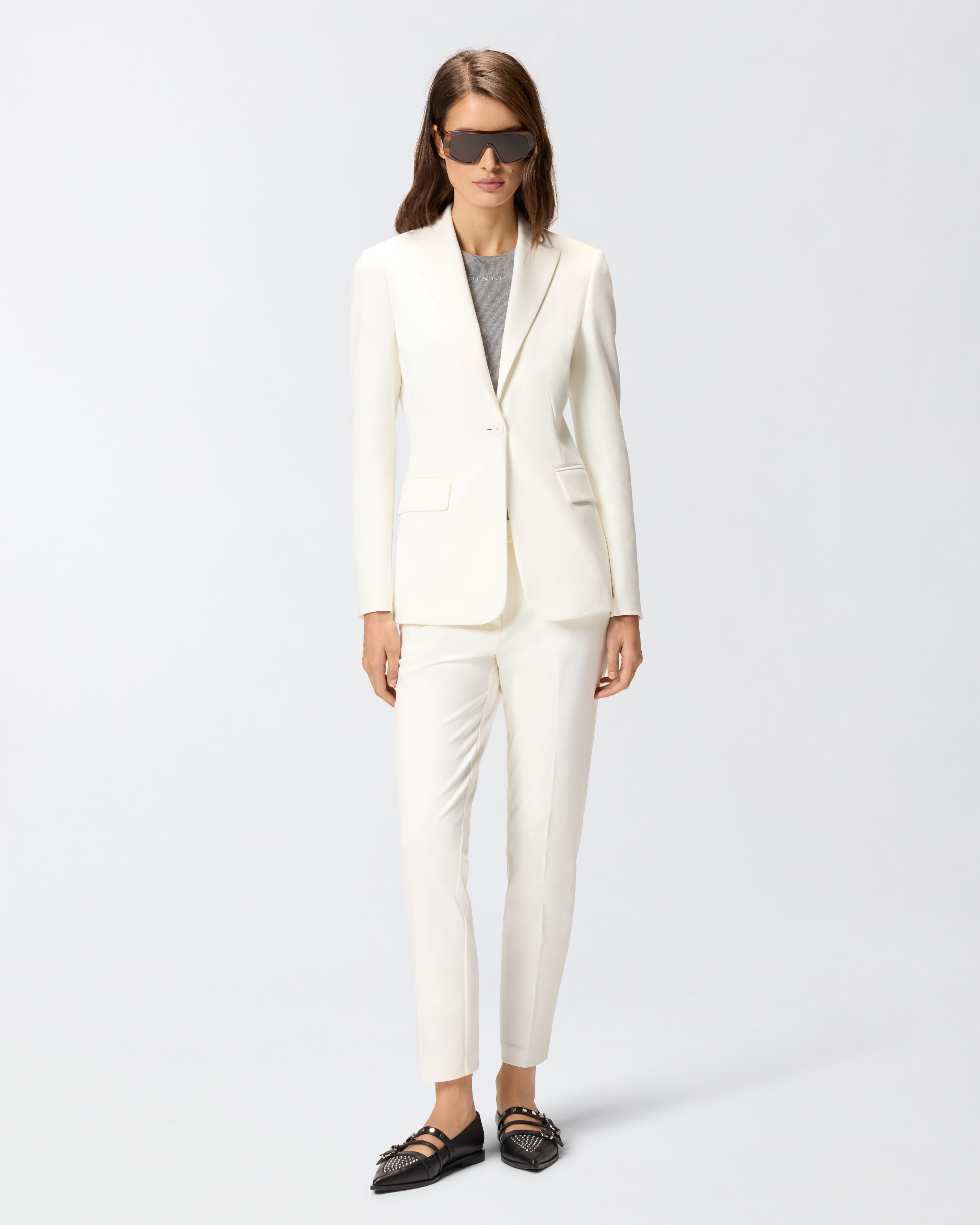 Брюки-дудочки с заглаженными стрелками - БЕЛЫЙ - large | Pinko 